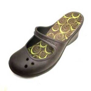 Crocs Women's Brown Dylan Platform Wedge Slip-On Mary Jane Clogs Size 7